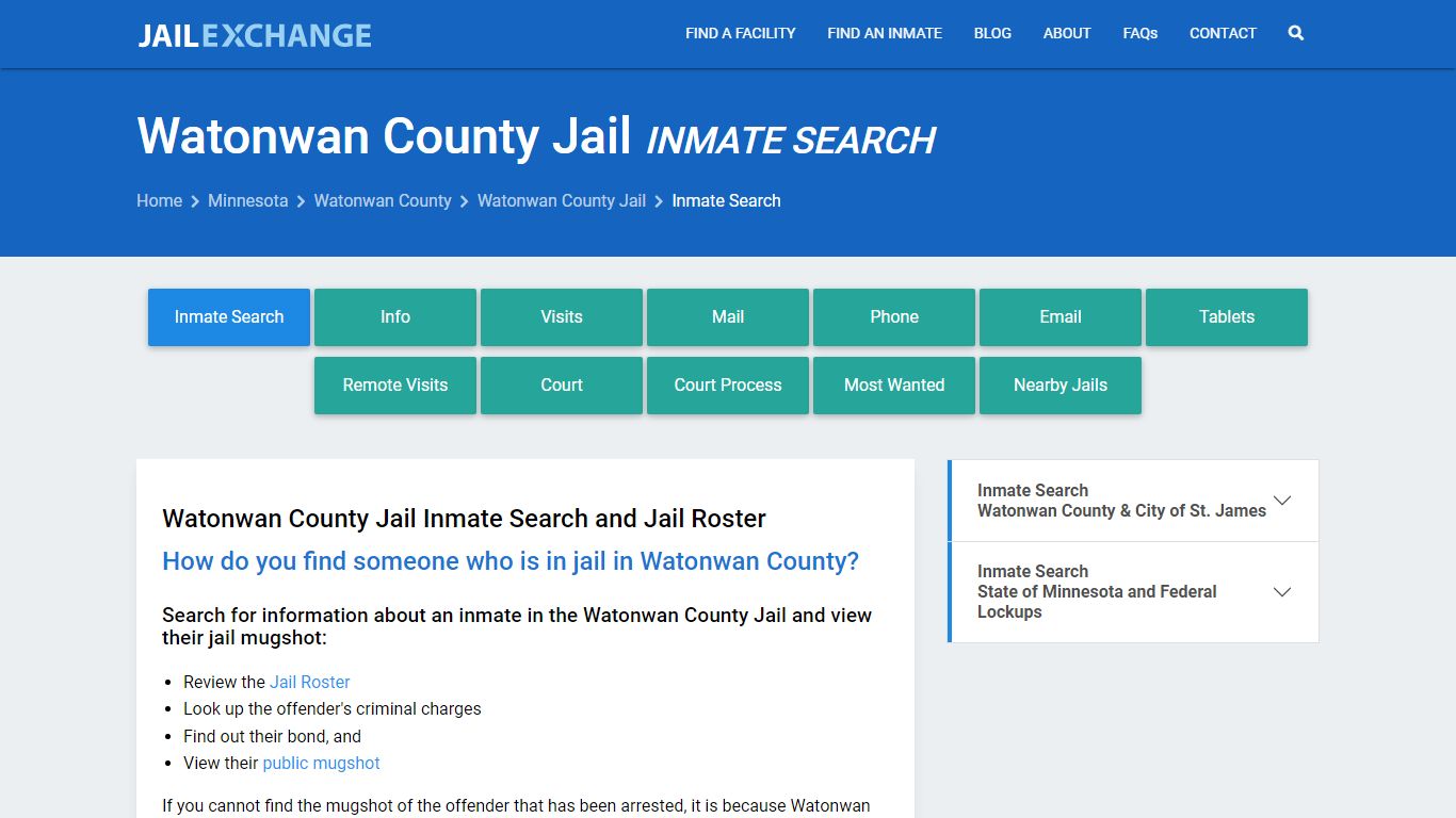 Inmate Search: Roster & Mugshots - Watonwan County Jail, MN